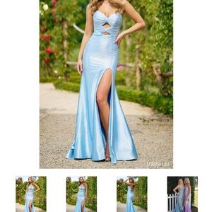 Sherri Hill Light Blue Cutout Prom Gown